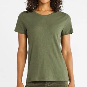 Time and Tru Women's Cotton Crewneck Tee with Short Sleeves Size L (12-14) Green